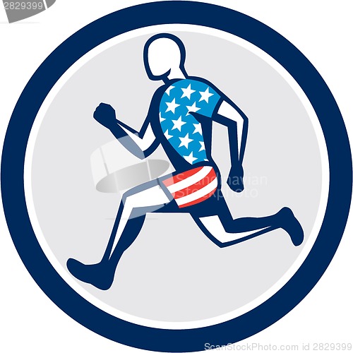 Image of American Sprinter Runner Running Side View Retro