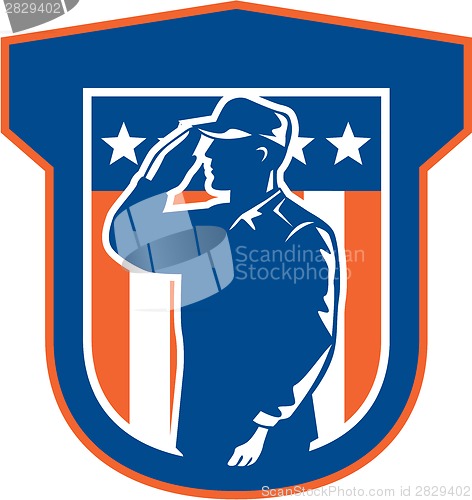 Image of American Miilitary Serviceman Salute Side Crest