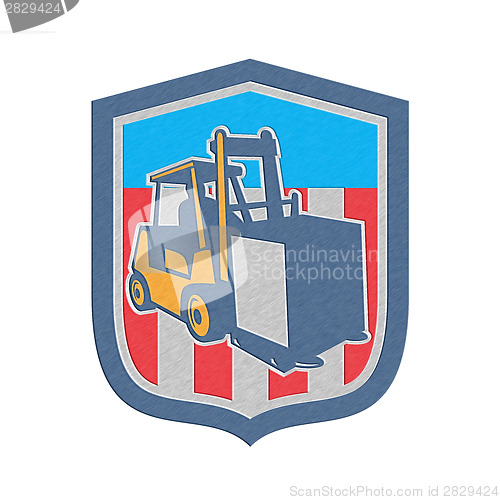 Image of Metallic Forklift Truck Materials Logistics Shield Retro