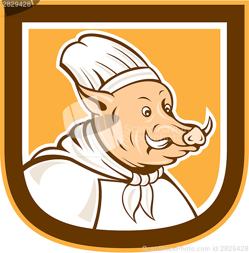 Image of Boar Chef Cook Shield Cartoon