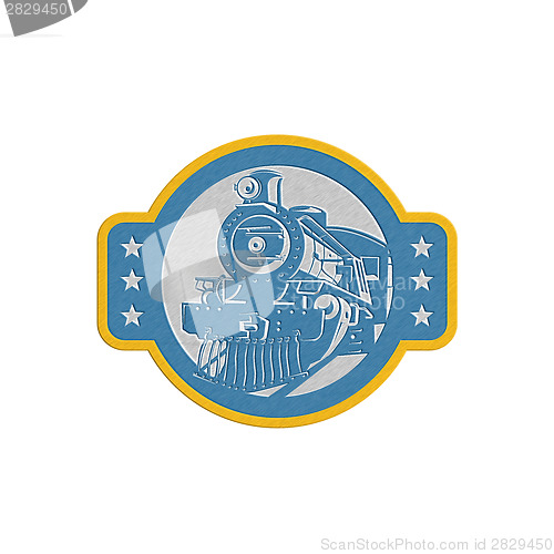 Image of Metallic Steam Train Locomotive Front Retro