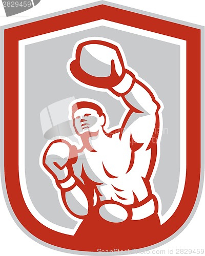 Image of Boxer Boxing Punching Jabbing Circle Retro