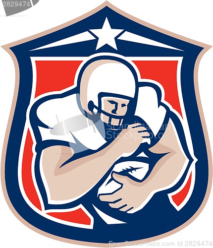 Image of American Football Holding Ball Shield Retro