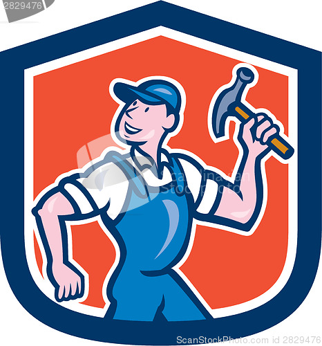 Image of Builder Carpenter Holding Hammer Cartoon