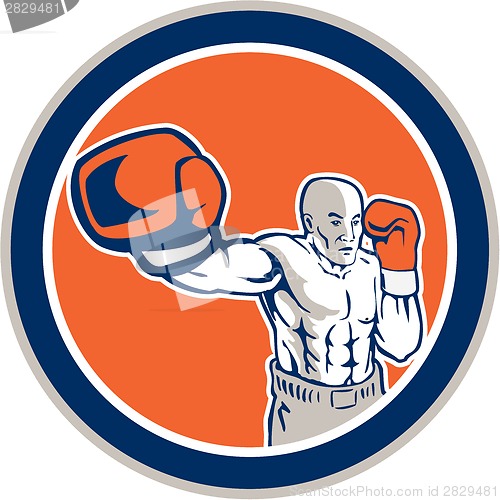Image of Boxer Boxing Punching Jabbing Circle Retro