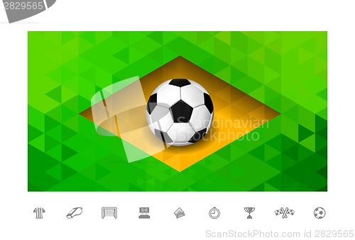 Image of Soccer ball with brasil flag in triangle style
