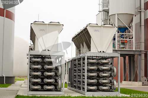 Image of biogas generation equipment pipes. gas from sludge 