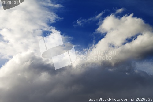 Image of Blue sky with clouds at sun day