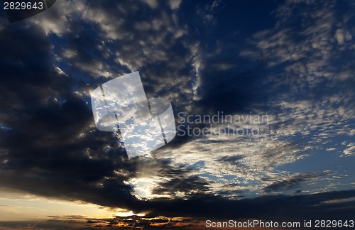 Image of Multicolor fiery sunset sky at summer