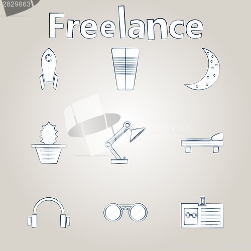 Image of Sketch vector icons for freelance and business