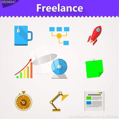 Image of Flat vector icons for freelance and business