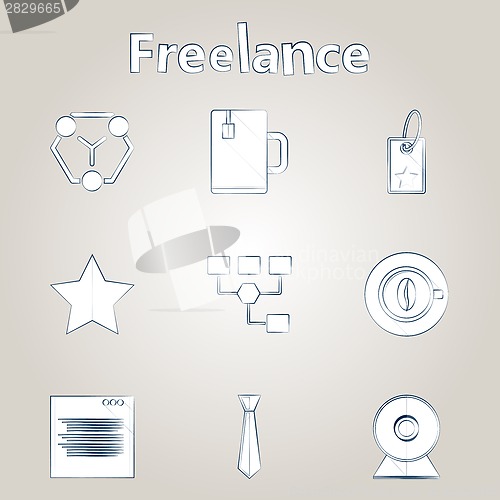 Image of Sketch vector icons for freelance and business