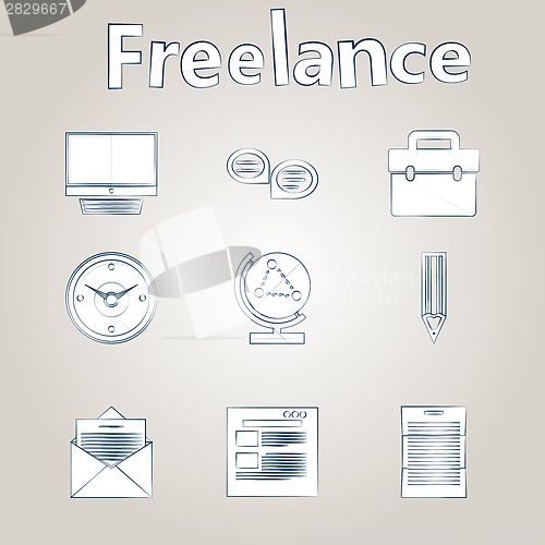 Image of Sketch vector icons for freelance and business