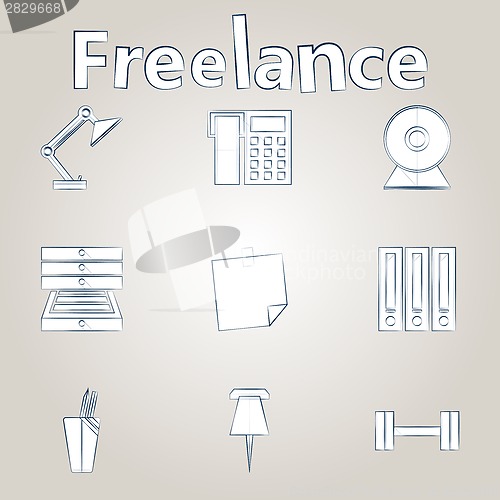 Image of Sketch vector icons for freelance and business