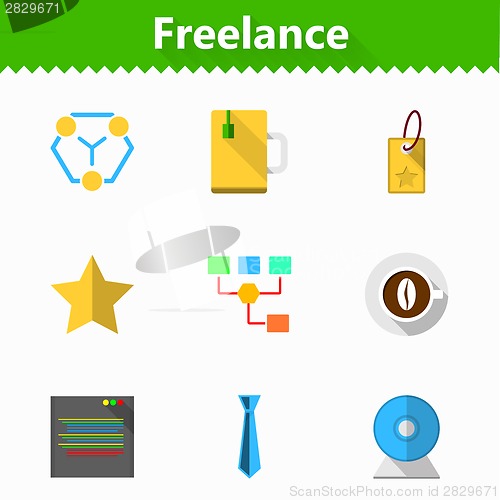 Image of Flat vector icons for freelance and business