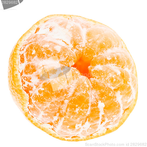 Image of Peeled mandarin tangerine orange fruit isolated on white backgro