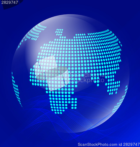 Image of Blue transparent globe with waves