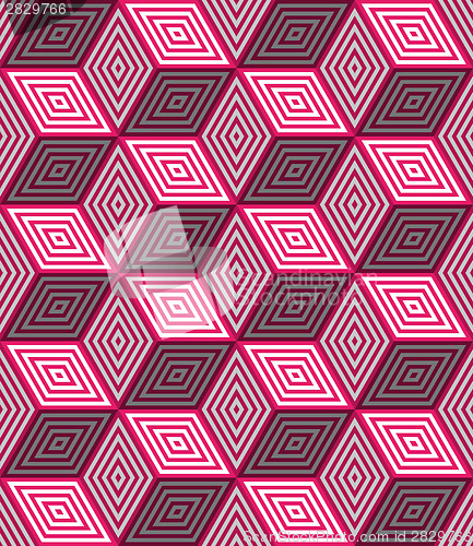 Image of 3d pink cubes with ornament seamless