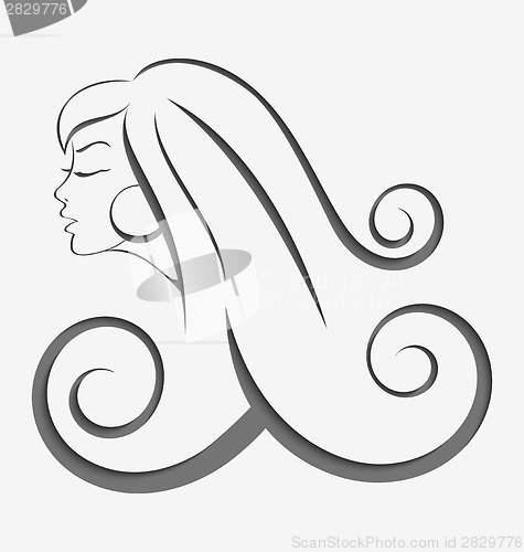 Image of Outline girl curly hair cut out