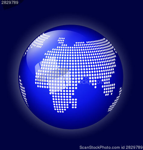 Image of Blue globe with dotted map vector