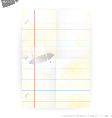 Image of Vector old notepad ruled blank page with folds
