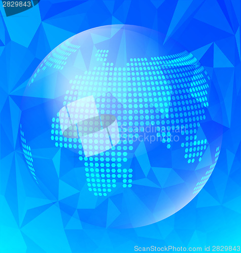 Image of Abstract blue polygonal with globe