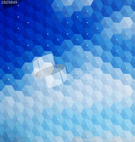 Image of Blue hexagonal mosaic with net