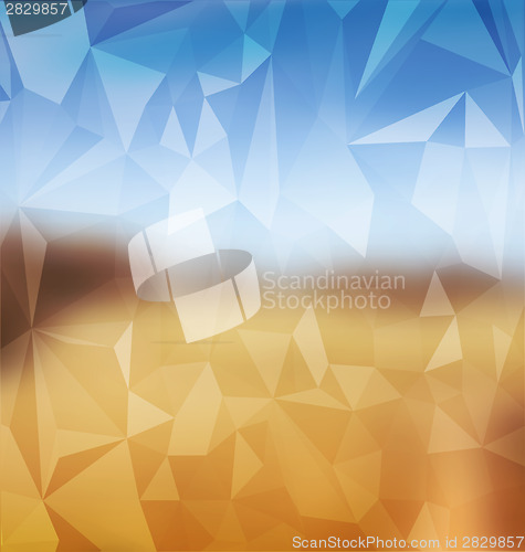 Image of Blurred yellow and blue with polygonal mosaic