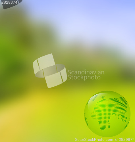 Image of Blurred landscape background with globe