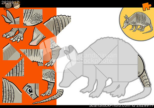 Image of cartoon armadillo jigsaw puzzle game