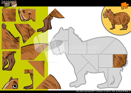 Image of cartoon capybara jigsaw puzzle game