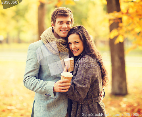 Image of romantic couple in the autumn park