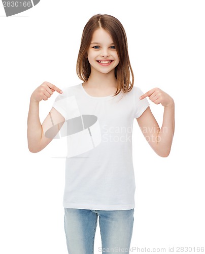 Image of smiling little girl in blank white t-shirt