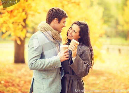 Image of romantic couple in the autumn park