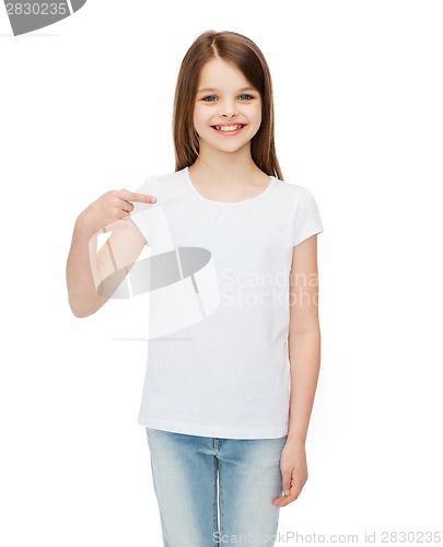 Image of smiling little girl in blank white t-shirt