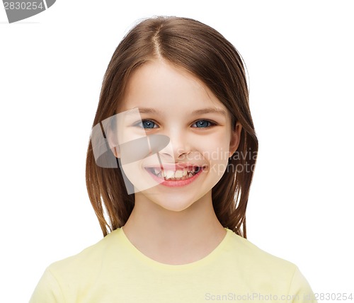 Image of smiling little girl over white background