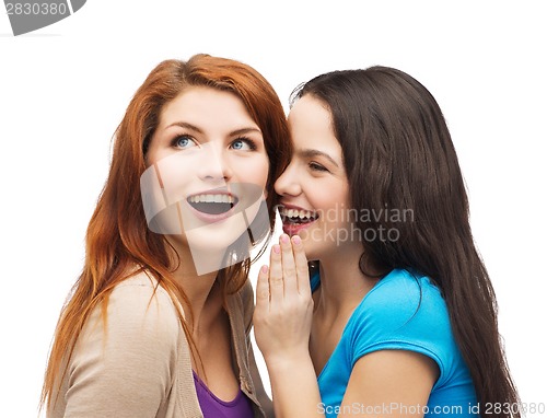 Image of one girl telling another secret