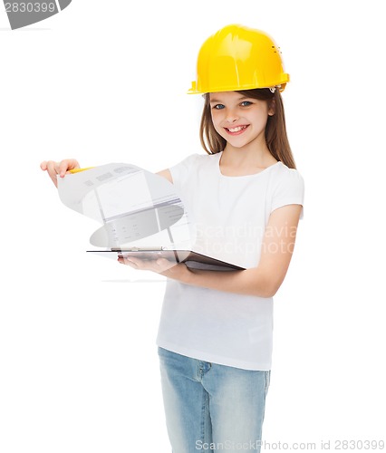 Image of smiling little girl in protective helmet