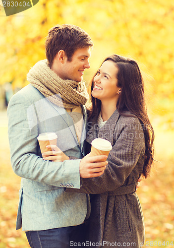 Image of romantic couple in the autumn park