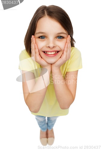 Image of smiling little girl over white background