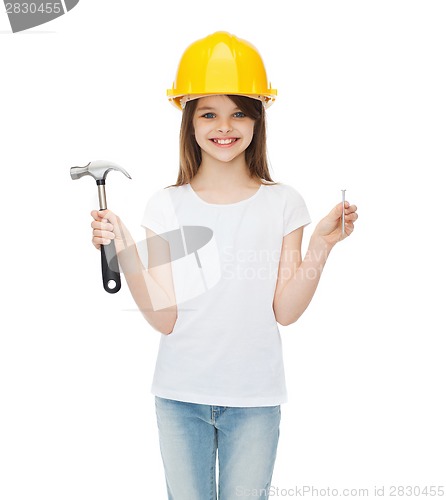 Image of smiling little girl in protective helmet