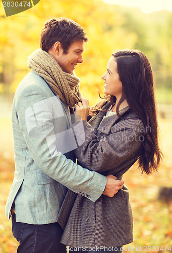 Image of romantic couple in the autumn park