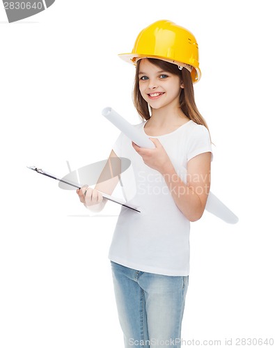 Image of smiling little girl in protective helmet