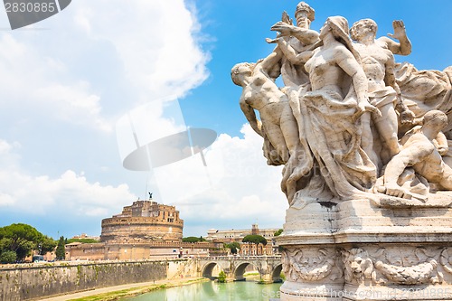 Image of Sant Angelo Castle and Bridge in Rome, Italia.