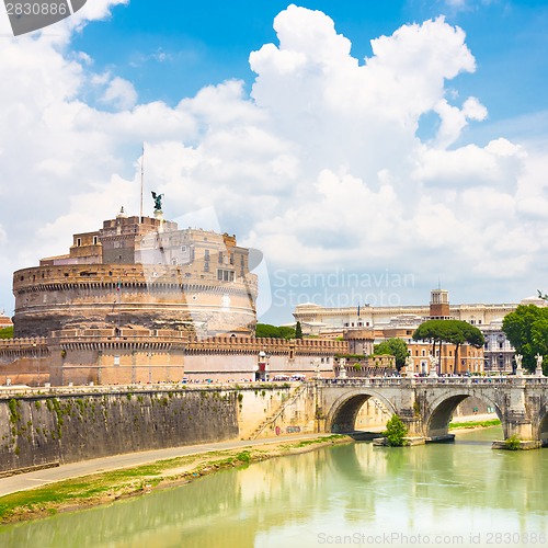 Image of Sant Angelo Castle and Bridge in Rome, Italia.