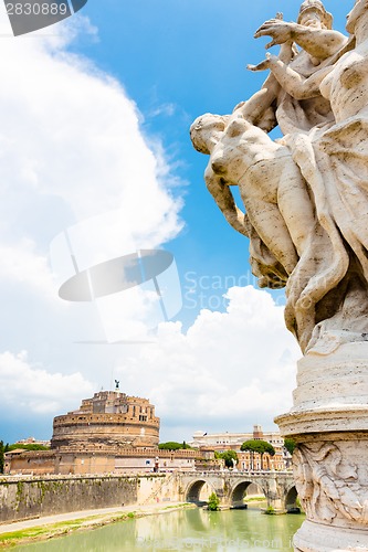 Image of Sant Angelo Castle and Bridge in Rome, Italia.