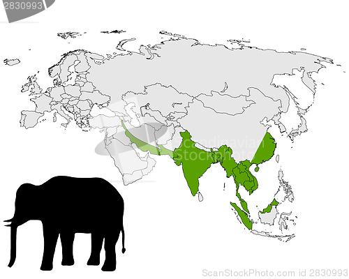 Image of Asian elephant range