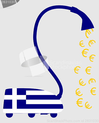 Image of Greek vacuum cleaner with european euros