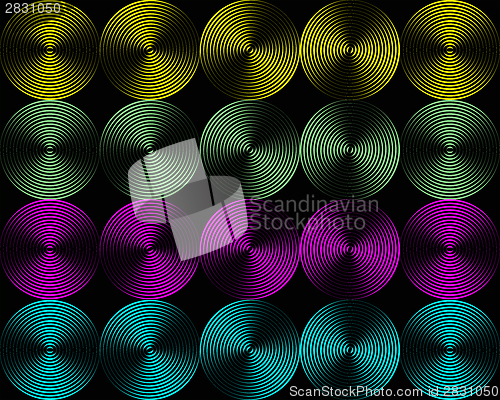 Image of Metallic shimmering background picture out of many colored circle lines