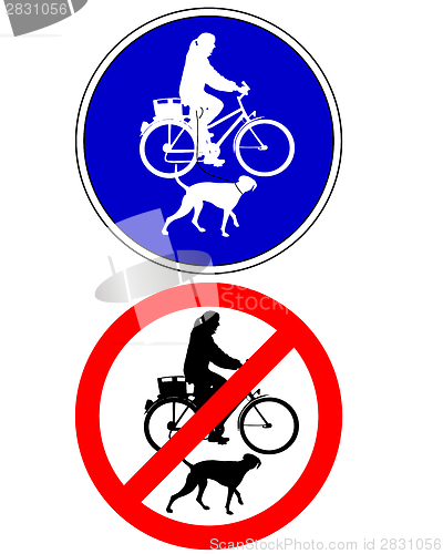 Image of Traffic sign biking with dog